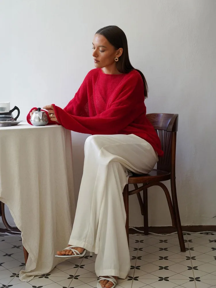 Knitted Round Neck Hollow Pullover Top Women's Summer Fashion Casual Loose Pullover Long Sleeve Streetwear Top Pullover 30 Knitted Round Neck Hollow Pullover Top Women's Summer Fashion Casual Loose Pullover Long Sleeve Streetwear Top Pullover