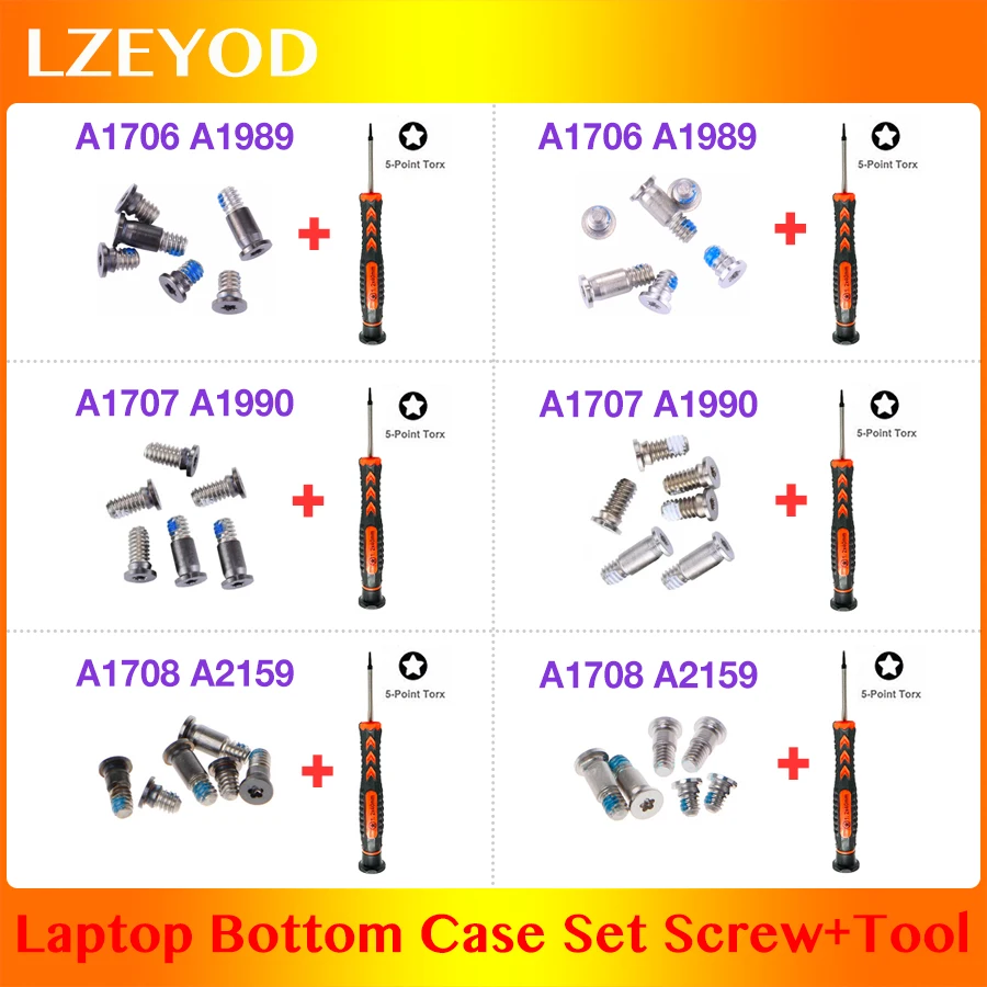 Laptop Bottom Case Screws + Screwdriver For MacBook Pro A1706 A1707 A1708 A1989 A1990 A2141 A2159 A2251 A2289 A2338 A2141 A2442 laptop screws