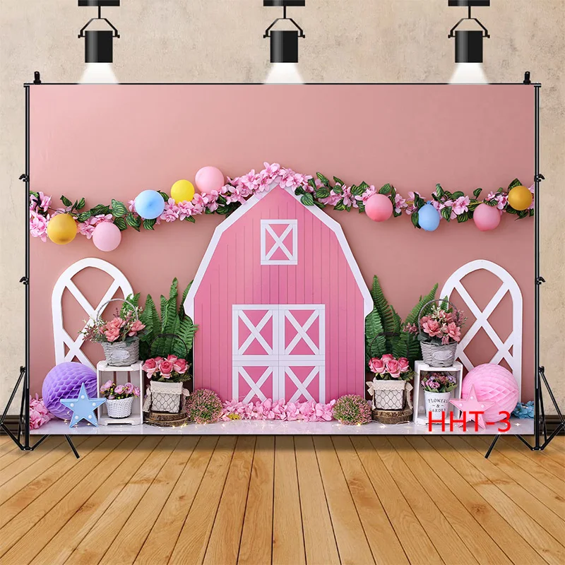 

Vinyl Newborn Baby Birthday Background First Birthday Party Balloon Flower Portrait Backdrop Photography Photo Studio HHT-01