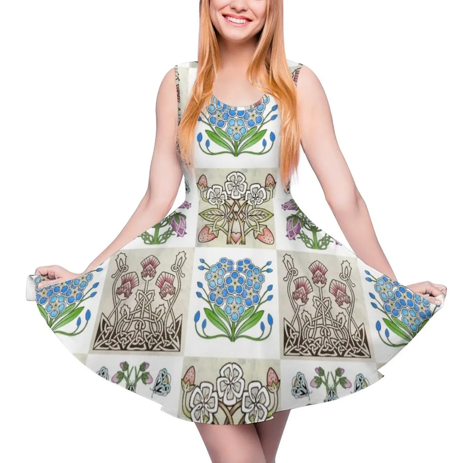 4 Celtic Flowers Sleeveless Dress womens summer jumpsuit women evening dress Women dresses summer