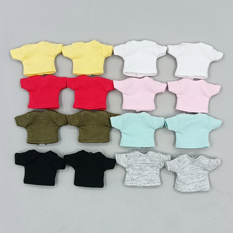 OB11 Baby Clothes 12CM Short Sleeved Bjd Plain Clay Handmade Baby Clothes