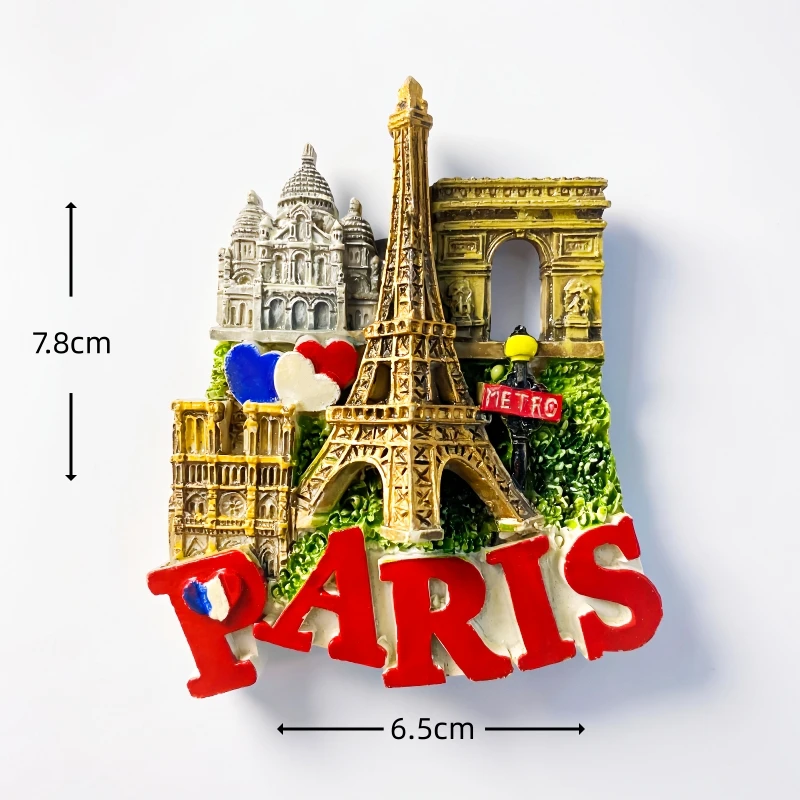 Paris France 3D Fridge Magnet Souvenir Gift,Handmade Resin Home & Kitchen Decoration Paris Refrigerator Magnet Collection