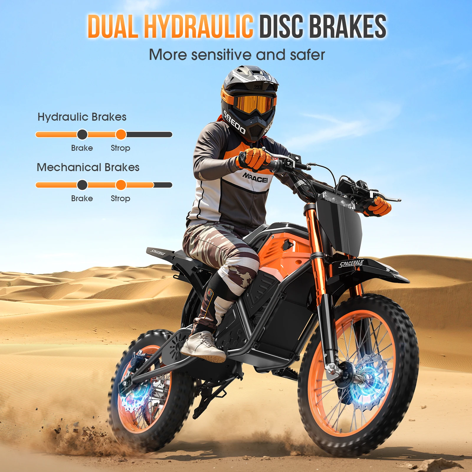 Electric Dirt Bike for Teens Adults,48V Electric bike with 3000W Peak Power Motor,Electric Motorcycle with 14"/12" Fat Tire