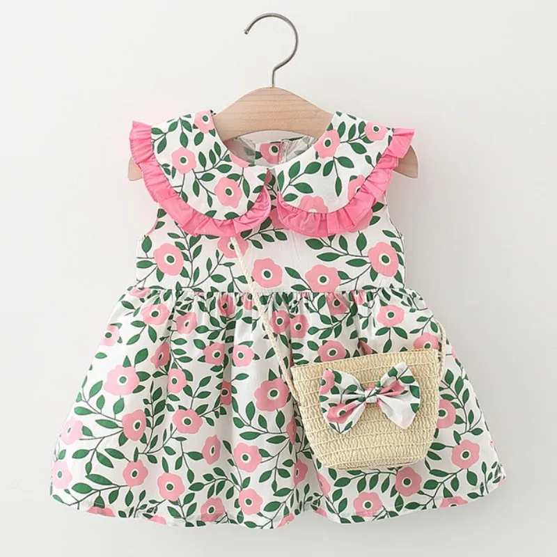 

Newborn Baby Girl Dress Summer Clothes Casual Sleeveless Print Princess Dress 1st Birthday Party Infant Girls Clothing Outfit