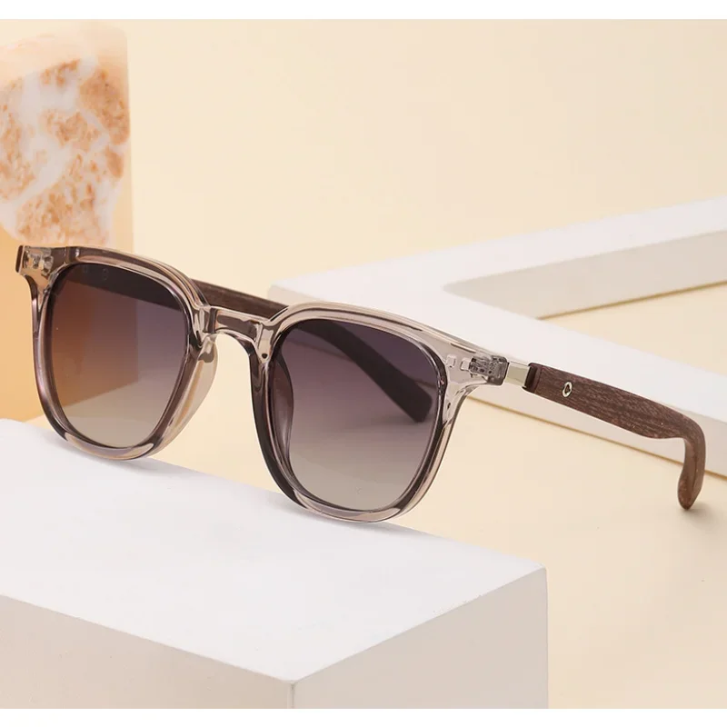 

New TR90 Polarized Sunglasses Men Women Wood Grain High-quality Vintage Rectangular Glasses Outdoor Sun Protection UV Sunglasses