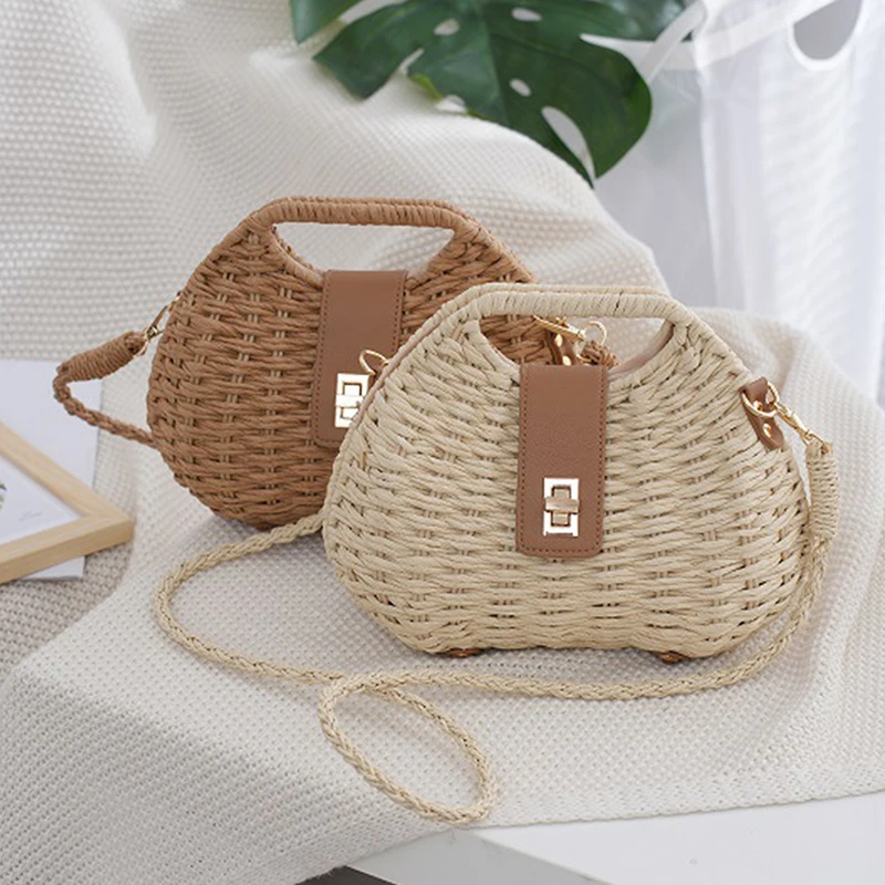 Hand-woven Underarm Hand Carrying Easy Matching, Large Capacity Straw Bag