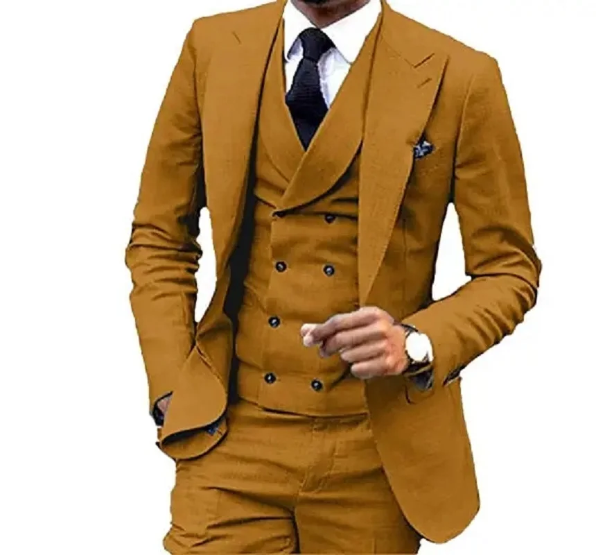 Blue Costume Homme Tuxedos Groom Wedding Men Suits Tuxedo Terno Masculino De Pour Hommes Blazer 3 Pieces (Jacket+Pants+Vest)