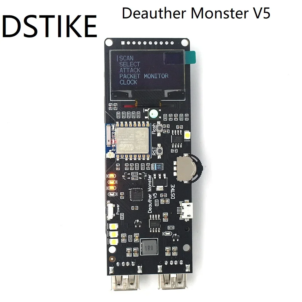 

DSTIKE WiFi Deauther Monster V5 ESP8266 18650 Development board With Antenna+ Case + Power Bank 5V 2A