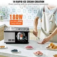 SucceBuy Machine à crème glacée automatique avec compresseur intégré 2 litres sans pré-gel Machine à yaourt aux fruits Machine à sorbet électrique 4