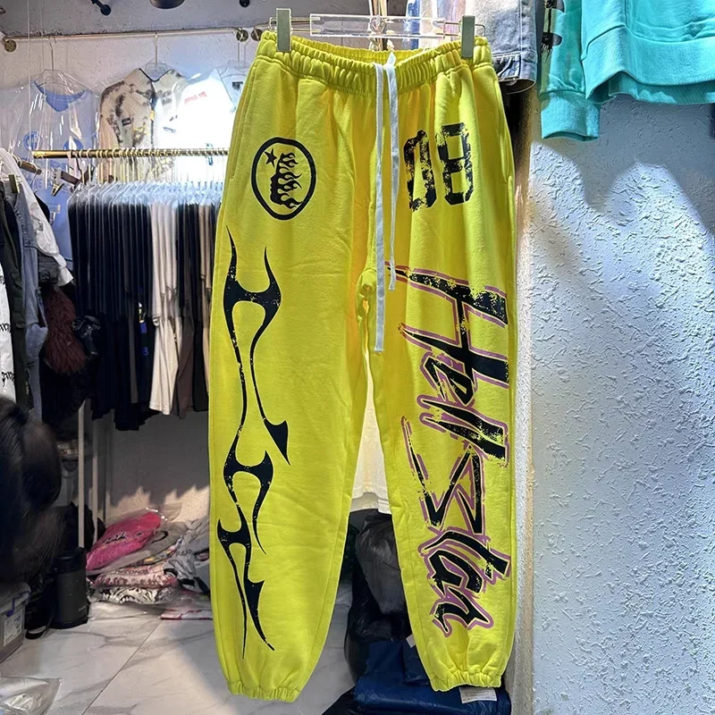 

New Hellstar Vintage Wash Toe Letter Graffiti Print 1:1 Drawstring Sports Cotton Pants
