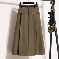 Women's Solid Simplicity Casual Chic Skirt Plus Size Suit Skirts Autumn Winter Fashion New A-line Temperament Large Size Skirt - Image 2