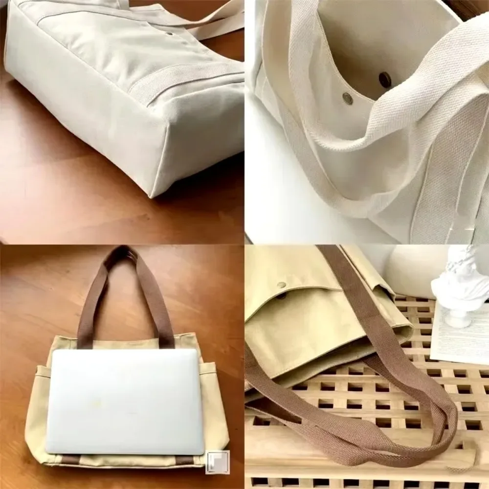 2025 Now Large Capacity Canvas Tote Bags for Work Commuting Carrying Bag College Style Student Outfit Book Shoulder Bag