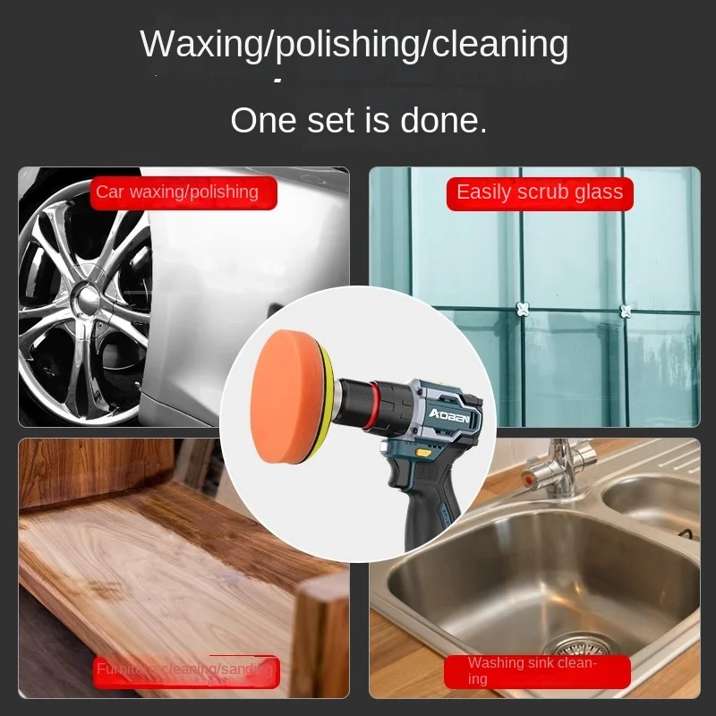 Polishing Sponge Plate Set Imitation Plush Waxing Angle Grinding Cleaning Sponge Wheel Car Beauty Set Electric Drill Polishing
