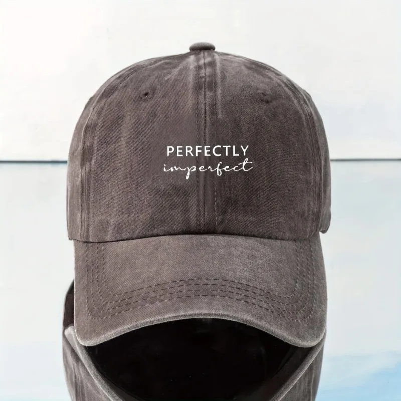 1 Stück Vintage-Baseballkappe mit Aufschrift „Perfectly Imperfect“, verstellbarer Snapback, Unisex-Outdoor-Hut für Männer und Frauen, lässiger Stil – Detail 10