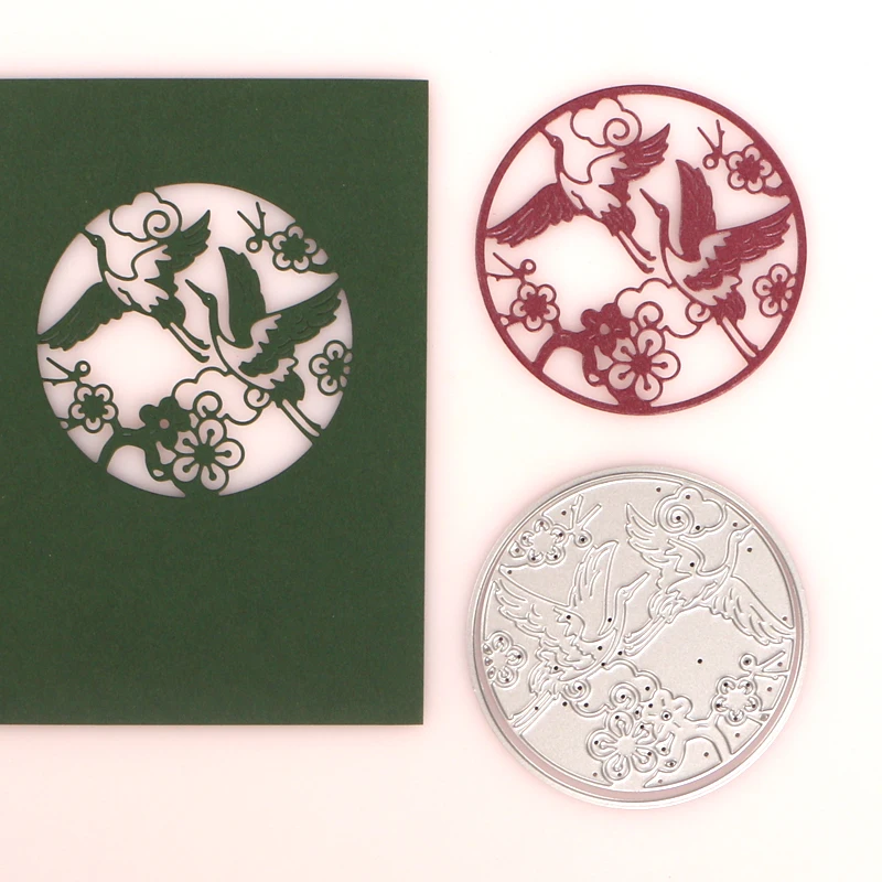 DUOFEN METAL CUTTING DIES Chinese Japanese Korea Happy New Year 2024 flying crane birds stencil DIY Scrapbook Paper Album 2