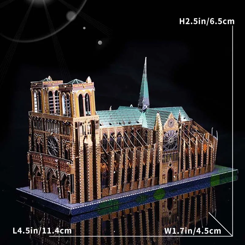 Colorful Notre Dame de Paris 3D metal puzzle model jigsaw puzzle difficult handmade ornaments diy 2