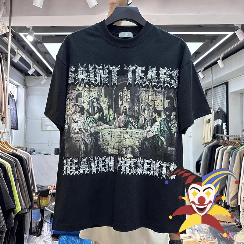 

2024, футболка с изображением Санты слезы, неба и подарков, мужские и женские топы, футболка