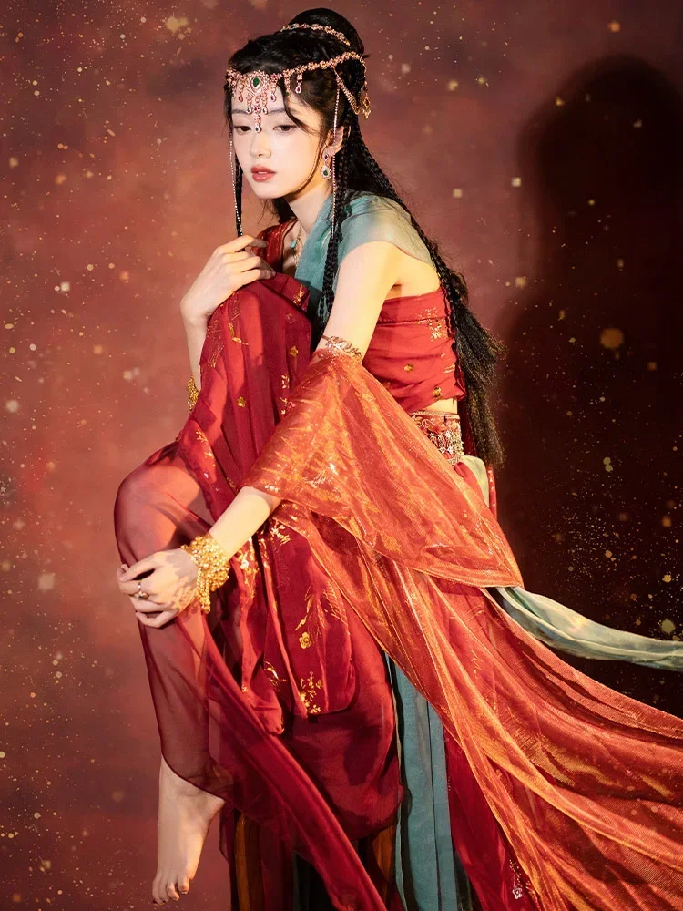 

Jasmine Princess Hanfu Women's Desert Style Dance Dress Western Regions Ancient Costume Cos Indian Flying Sky Dance Costume