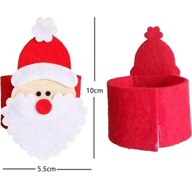 4Pcs Santa Claus Napkin Rings Christmas Non-woven Santa Claus Napkin Covers Home Holiday Party Table Decoration Napkin Rings