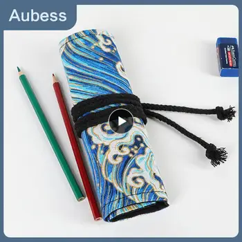 롤업 연필 케이스 학교 학생 문구류 용품, 귀여운 펜 가방, 랩 거치대 보관 파우치, 구멍 1 ~ 5 개