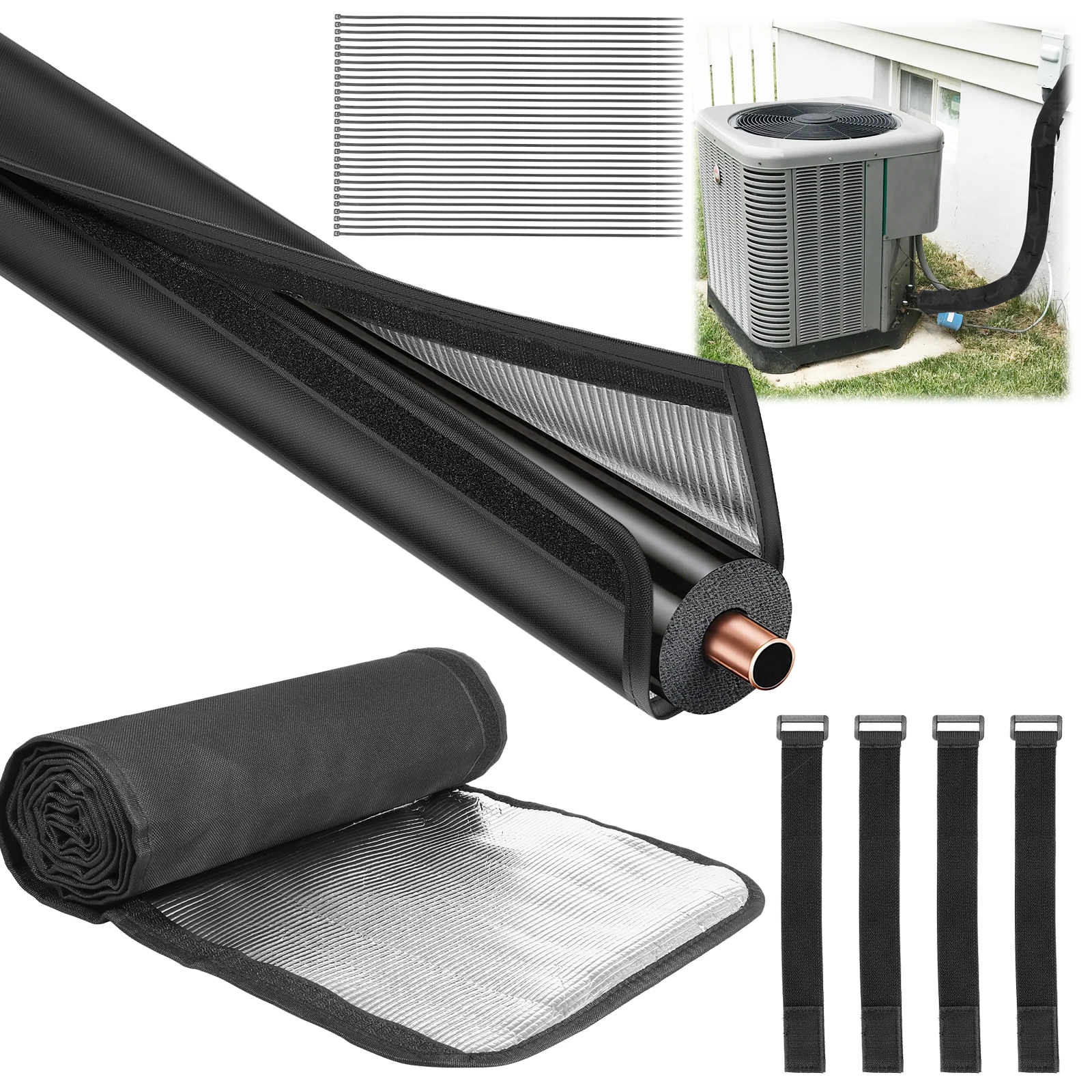 ฉนวนหุ้มท่อทองแดงระบบปรับอากาศ 3 ชั้น ขนาด 200x30 ซม. ผ้า Oxford 600D สำหรับหุ้มท่อทองแดงภายนอกอาคาร 1