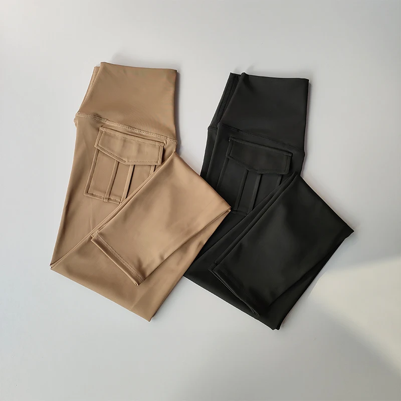 Fitness Women Sport Leggings High Waist Elastic Solid Yoga Leggings With Pocket Gym Jogging Quick Dry Push Up Yoga Pants Female
