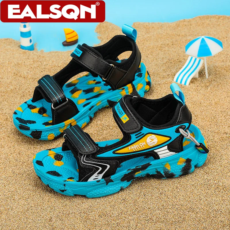 4 가지 색상 통기성 어린이 샌들 소년 소녀 경량 소프트 솔 여름 해변 신발 캐주얼 편안한 플랫 워킹 샌들