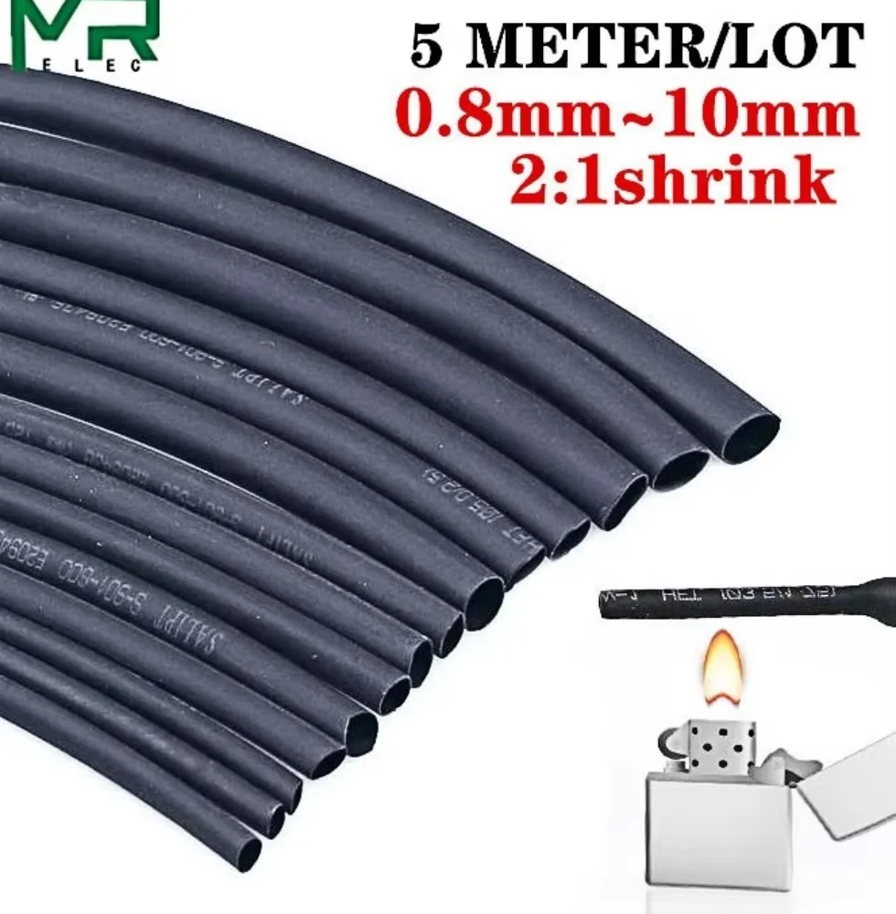 Premium Black Heat Shrink Tubing - Multiple Sizes Available