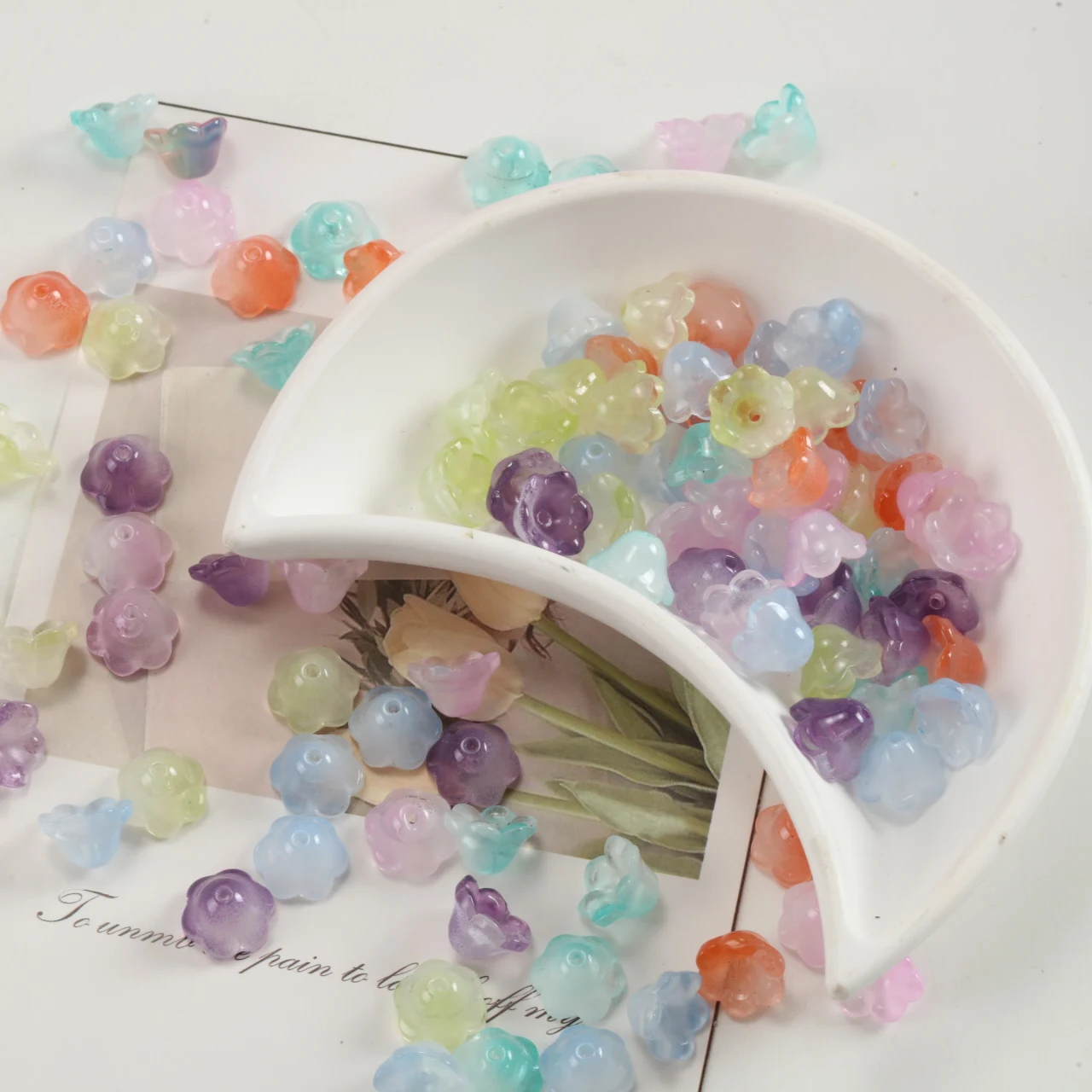 Colorful Flower Glass Beads 5