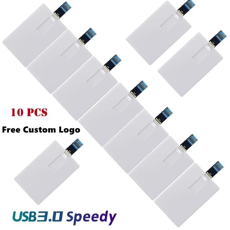 

10PCS/LOT USB 3.0 Custom Company LOGO Credit Card USB flash drive 64GB memory stick 32GB disk 4GB 8GB 16GB Usb drive gifts