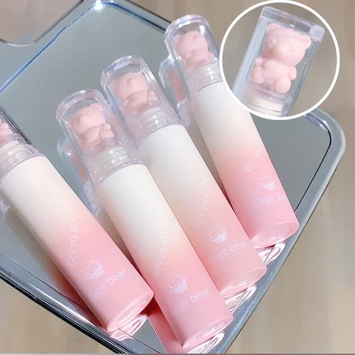 여아용 귀여운 곰 벨벳 립 글로스, 매트 립 글레이즈, 방수 지속 밤, 레드 브라운 립 머드, 한국 메이크업 리퀴드 립스틱 5