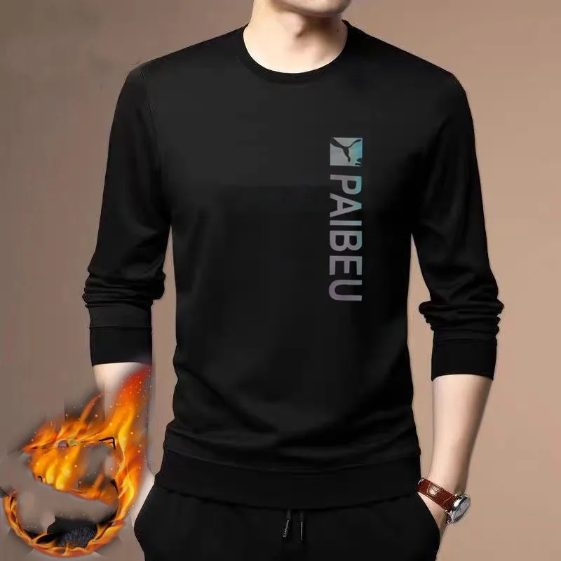 Spring Autumn Men's Pullover Round Neck Solid Letter Cartoon Printing Lantern Long Sleeve T-shirt Hoodies Casual Loose Tops
