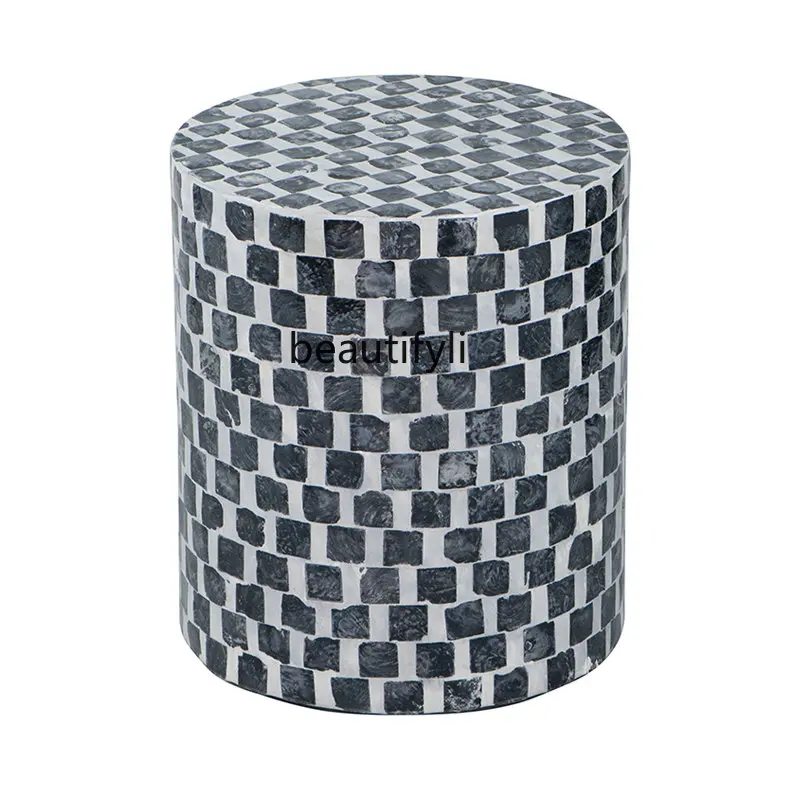 

Modern Minimalist Mouth Shell Decoration Living Room Sofa Side Table round Tea Table Coffee Side Table Balcony Occasional Table