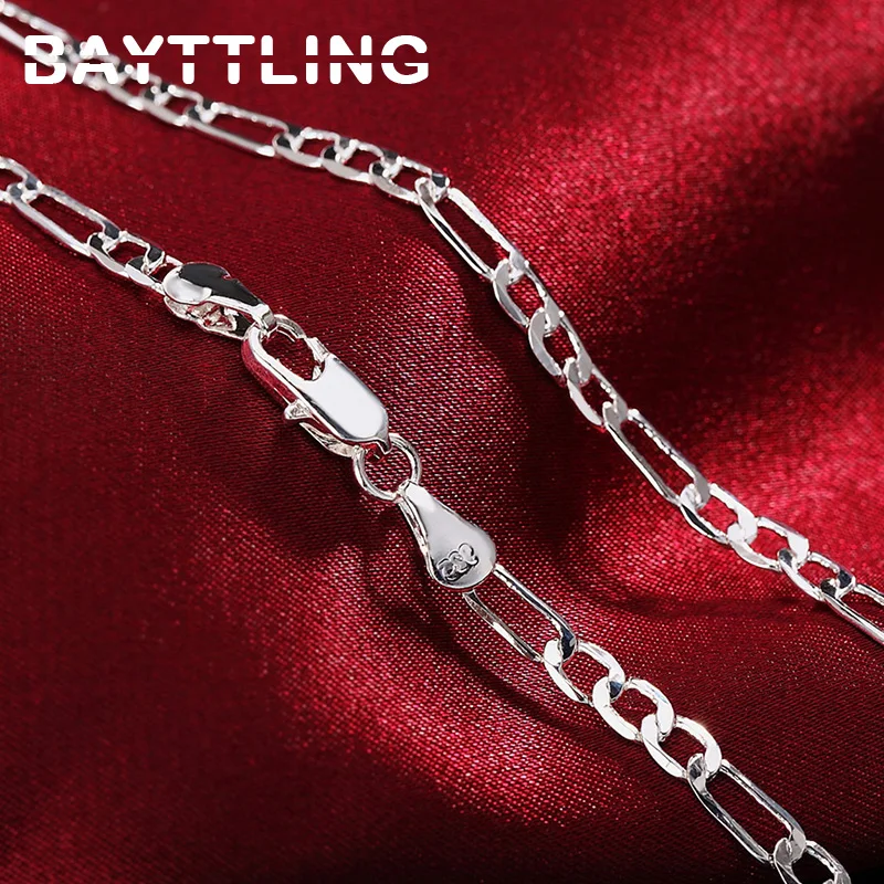 

2023 Real 925 Sterling Silver 16/18/20/22/24/26/28/30 Inch 4MM Link Chain Necklace For Woman Man Fashion Gift Wedding Jewelry