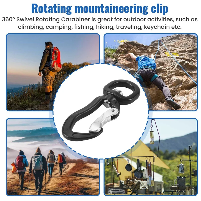 360&deg; Swivel Rotating Carabiner Clip,Multifunctional Aluminium Alloy Carabiner D Buckle For Outdoor Camping Hiking