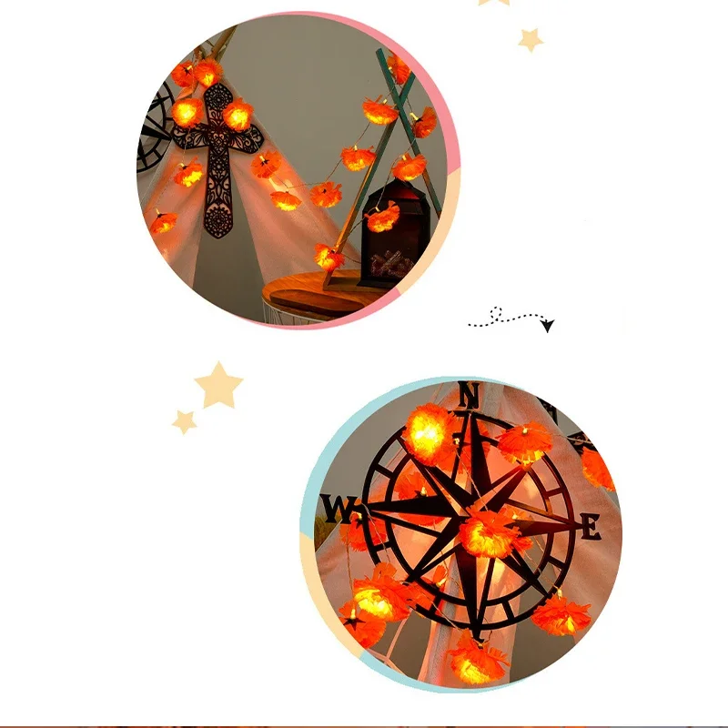 Halloween Diwali Party 1,5 m Girlande Lichterkette Mexikanische Ringelblume Künstliche Blumen Tag der Toten DIY Home Outdoor Dekor – Detail 7