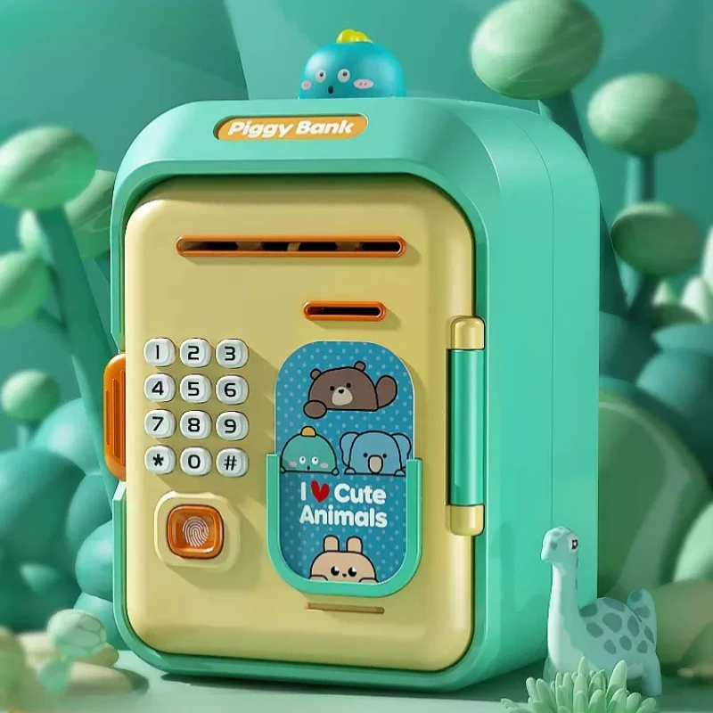 Electronic Piggy Bank Money MINI ATM Saving Box Password Simulated Fingerprint Money Bank for Cash Coins Kids Birthday Gifts