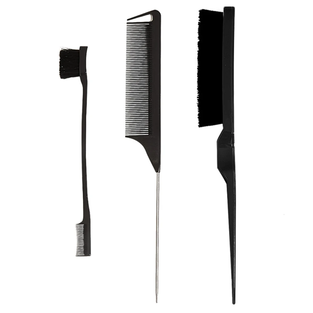 3 Pieces Hair Styling Comb Set Hair Styling Brush Rat Tail Hair Comb Double Sided Hair Edge Brush for Edge Back Brushing Combing