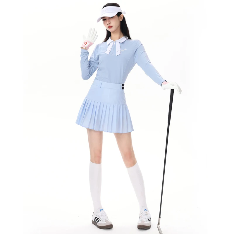 Golf Women's New Autumn Long Sleeved Slim Fit Wrinkle Resistant High-quality Temperament Short Skirt Outdoor Leisure Sports Set