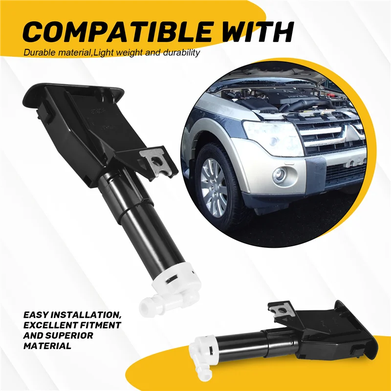 미쓰비시 파제로 V93 V97 2006-2019 8264A027 8264A028 8264A025 8264A026용 커버 캡이 있는 신뢰할 수 있는 자동차 헤드라이트 와셔 노즐