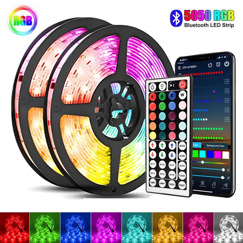 Christmas LED Lights RGB 5050 Infrared Bluetooth Control DC5V Syn Music Color Change USB Tape Lamp for Outdoor Decoration luces