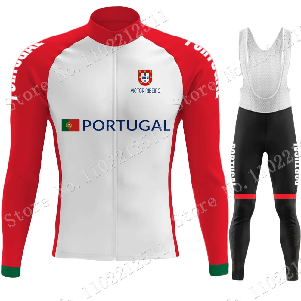Portugal National Team Winter Cycling Jersey Set Brazil Clothing Suit Mens Long Sleeve MTB Bike Road Pants Bib Maillot