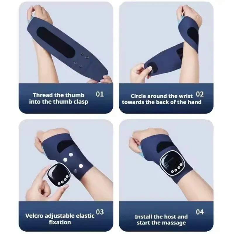 Cordless Wrist Massager with Heat USB Rechargeable Warm Pad Wrist Brace Wrap with Massage for Wrist Carpal Tunnel Fatigue Relief