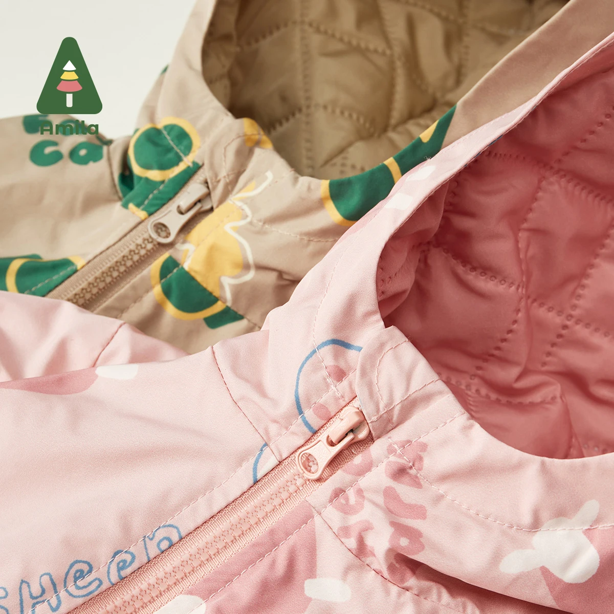 Amila Baby Coat Autumn Winter New Full Print Cartoon Two Pcs Jacket Boys and Girls Casual Children's Clothes Warm