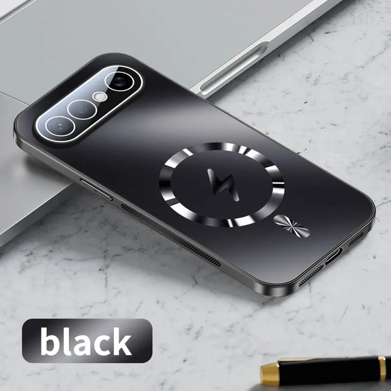 Magnetic Camera Lens Protection Matte Frosted Back Cover with Wireless Charging Capability
