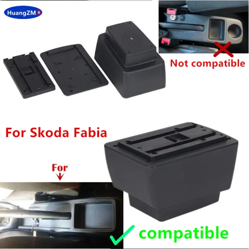 Bracciolo Auto Per Skoda Fabia 3 2015-2020 | Doppio Strato | 7 USB | Portabicchieri | Pelle PU - Foto 6
