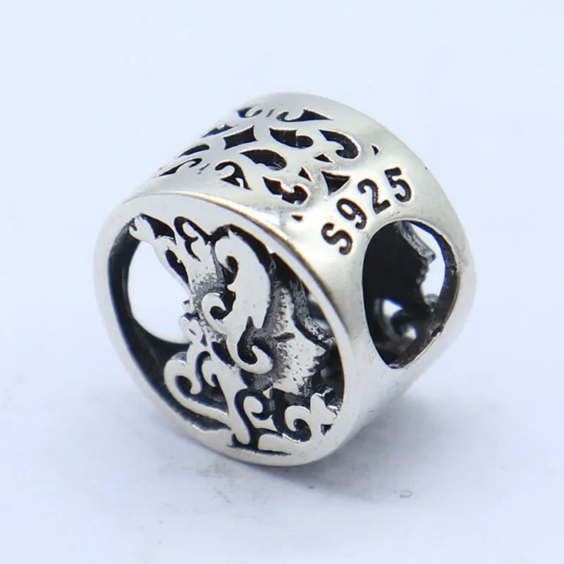 진짜 925 솔리드  참 할로우 레터 I 및 소녀 측면 얼굴 작은 펜던트 발찌 펜던트, 11x11mm