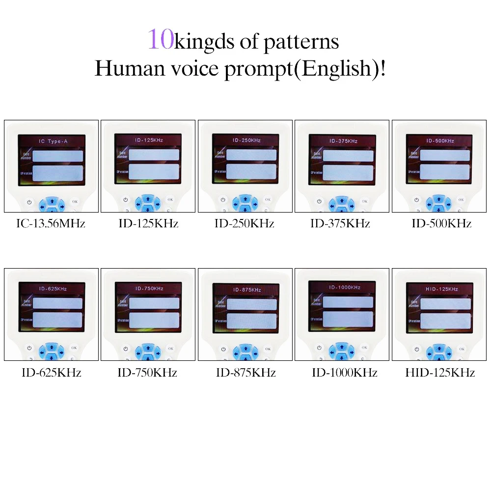 English 10 Frequency RFID Reader Writer Copier Duplicator IC/ID