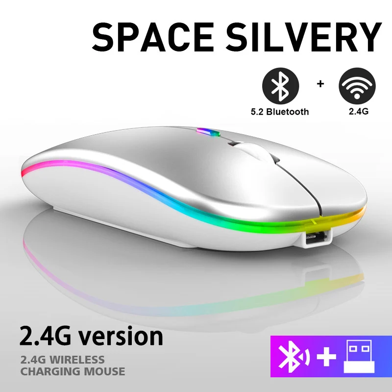 computer mouse gaming Bluetooth Wireless Mouse for PC Laptop IPad Tablet MacBook with RGB Backlight Ergonomic Silent USB Rechargeable Wireless Mice laptop mouse Mice