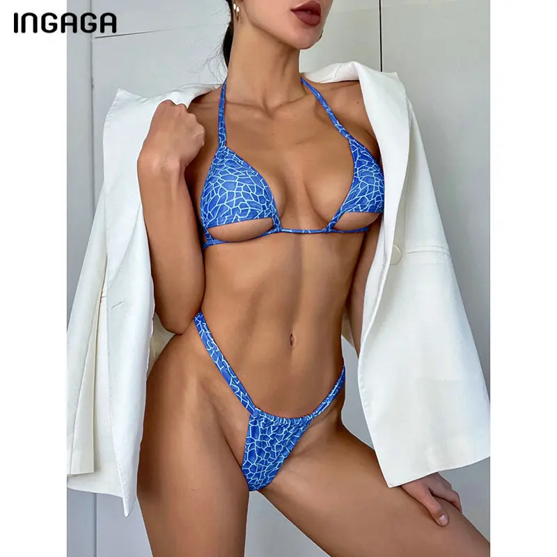 INGAGA микро бикини сексуальные стринги женский купальник с вырезами купальники на